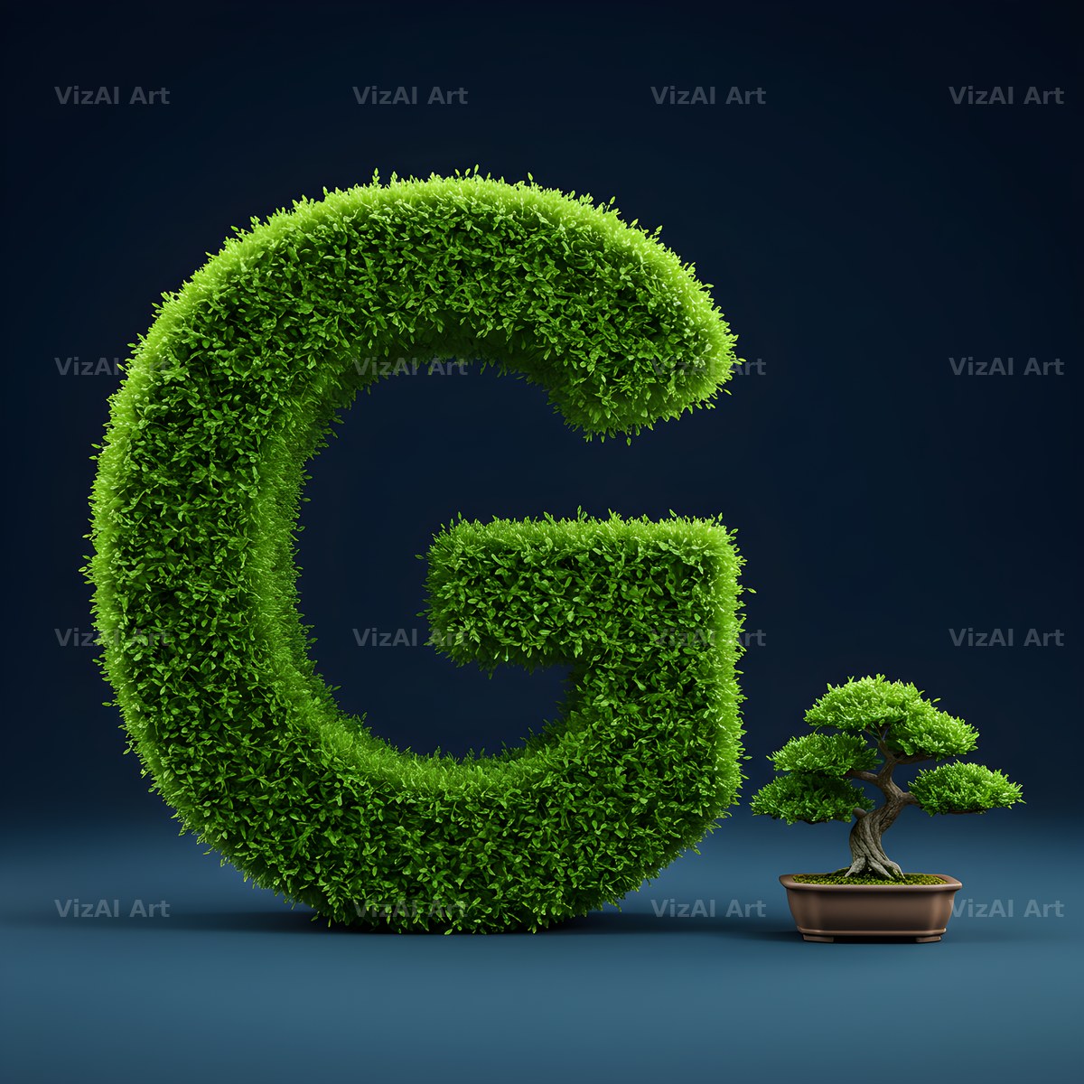 Bonsai Topiary Green alphabet letter G