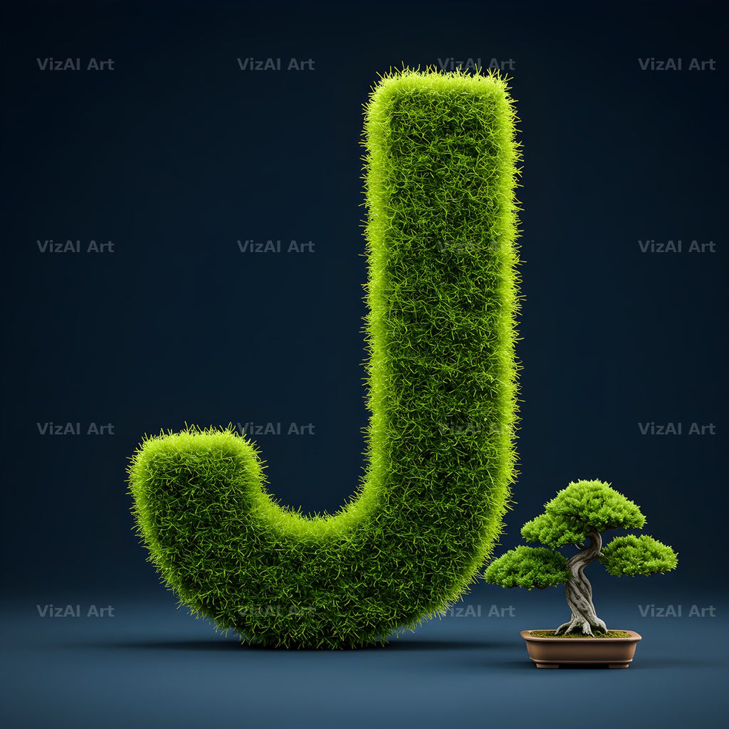 Bonsai Topiary Green alphabet letter J