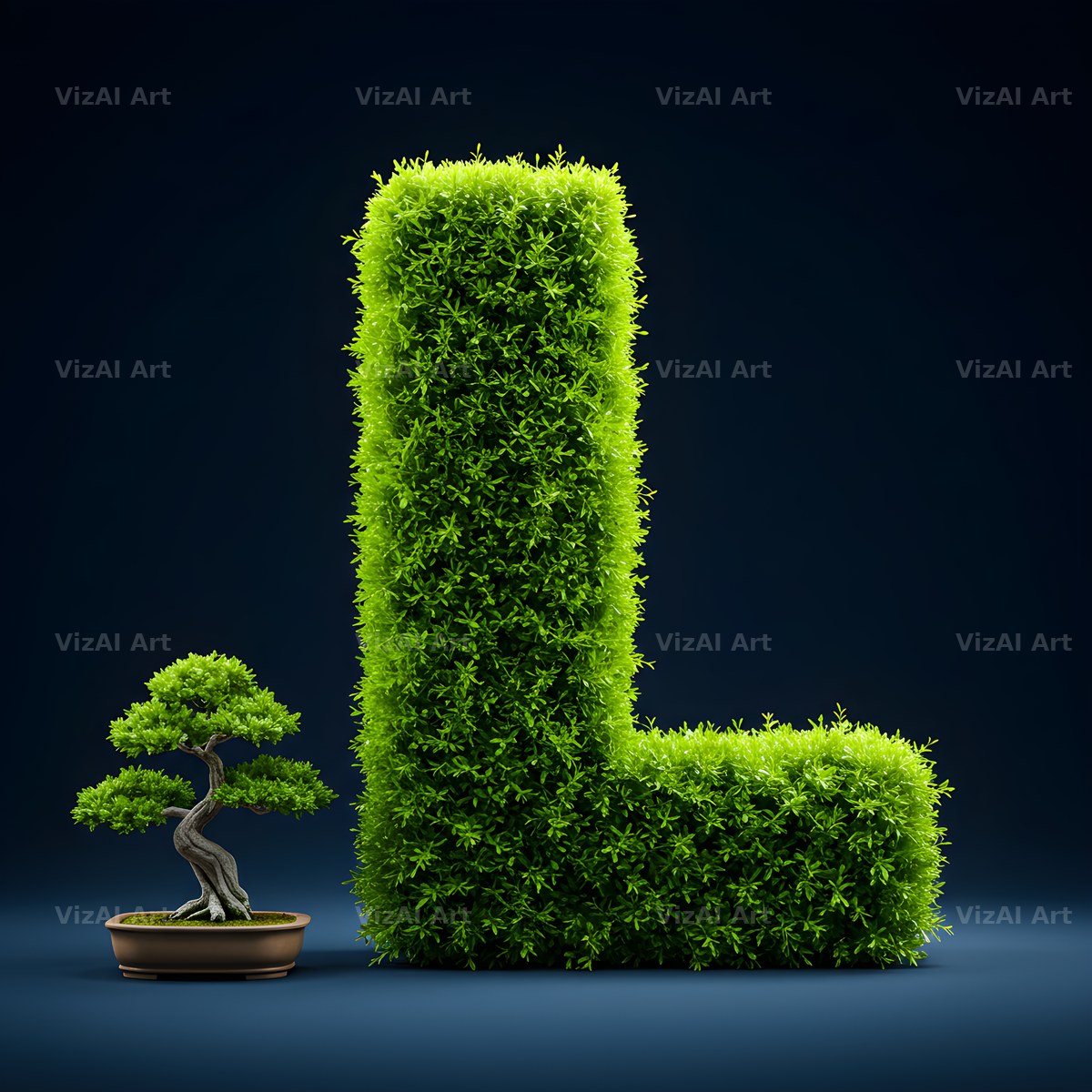 Bonsai Topiary Green alphabet letter L