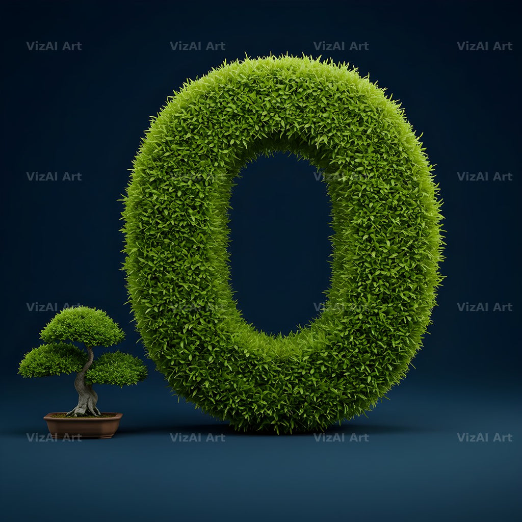 Bonsai Topiary Green alphabet letter O