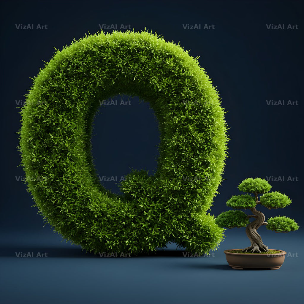 Bonsai Topiary Green alphabet letter Q