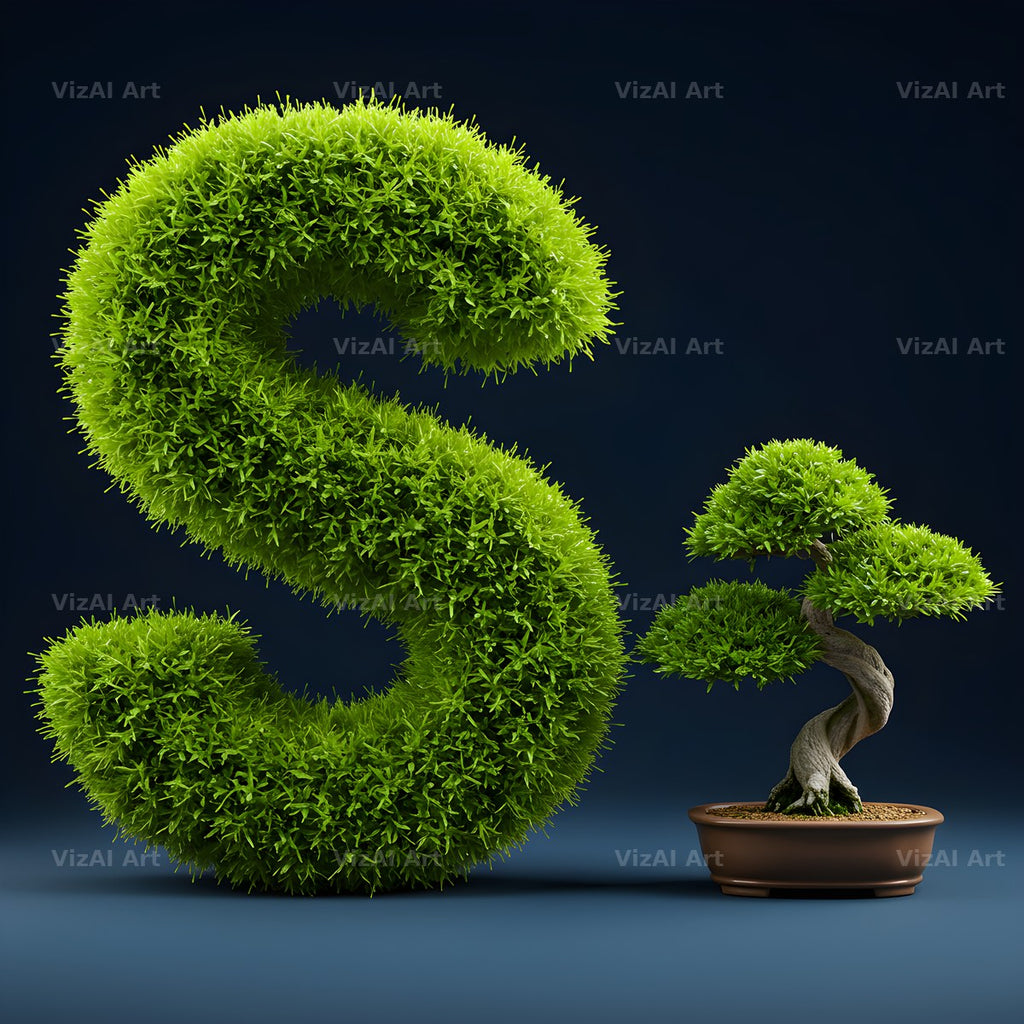 Bonsai Topiary Green alphabet letter S