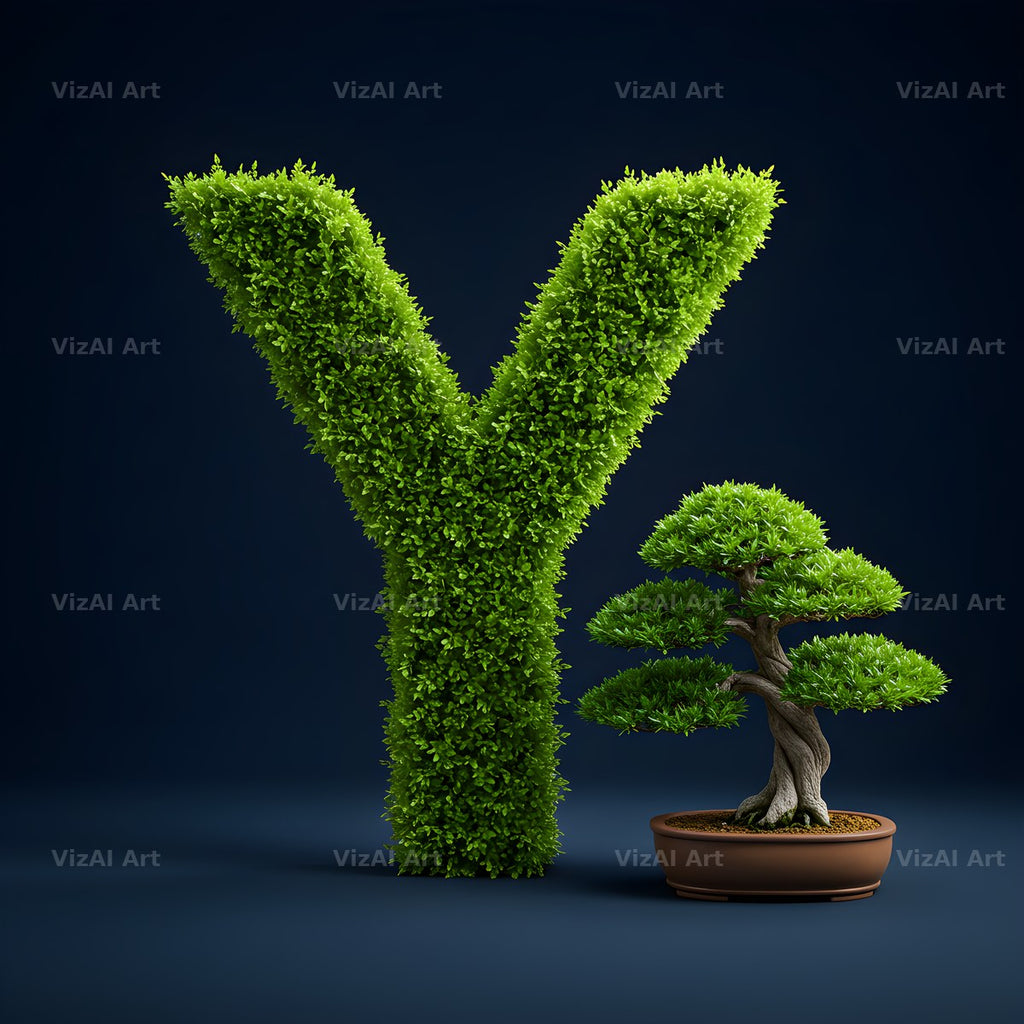 Bonsai Topiary Green alphabet letter Y