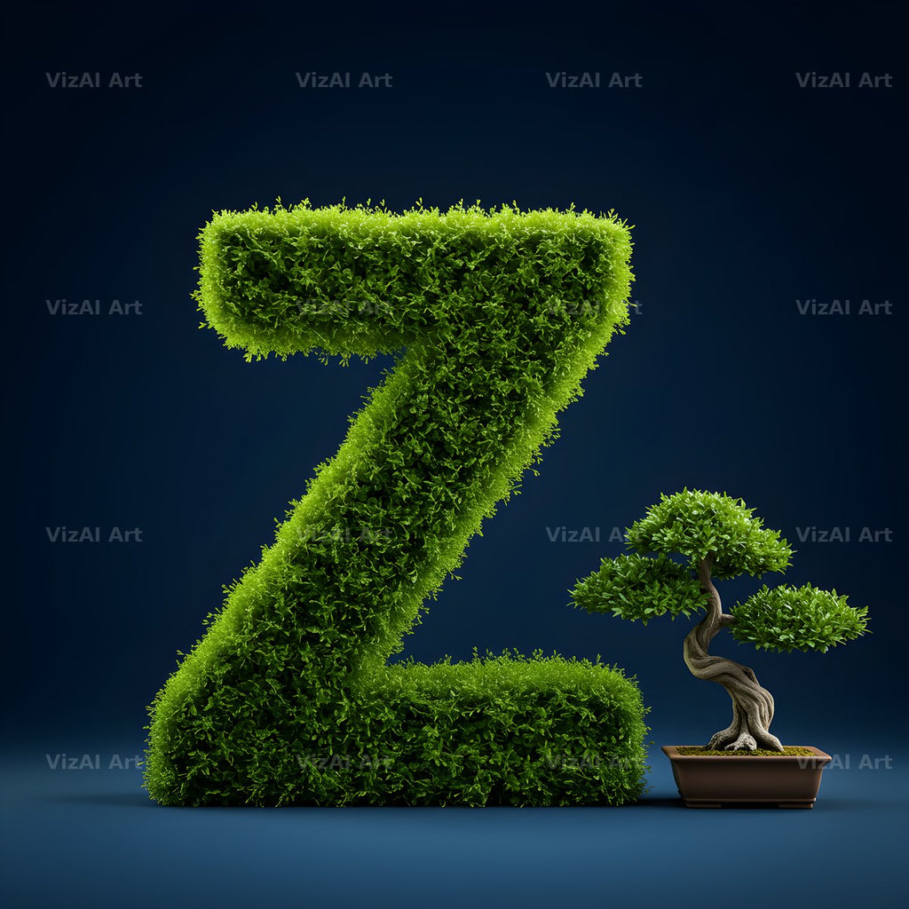 Bonsai Topiary Green alphabet letter Z