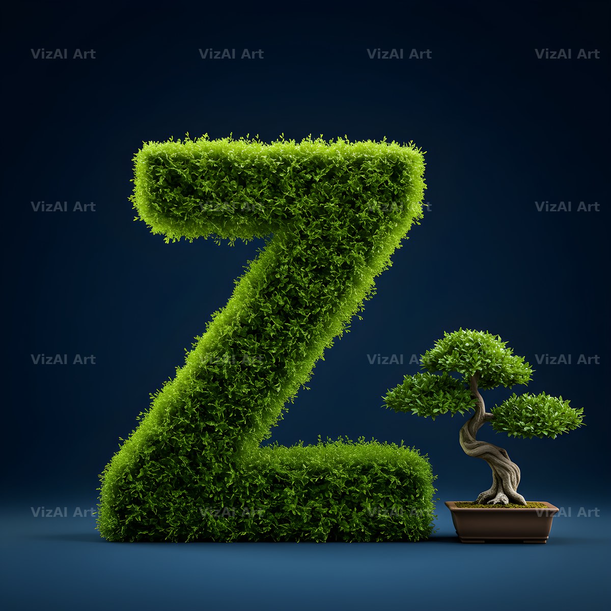 Bonsai Topiary Green alphabet letter Z