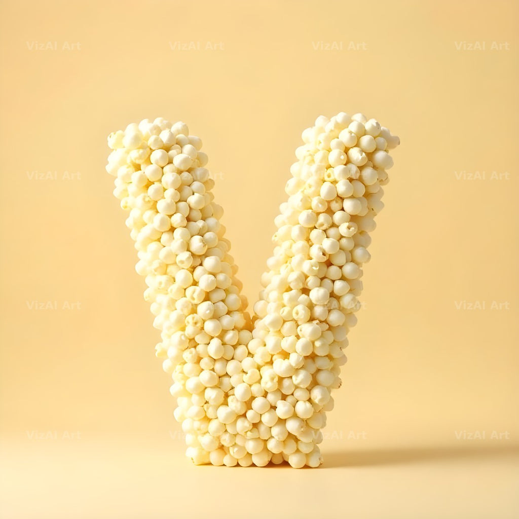 Buttered Popcorn alphabet letter V