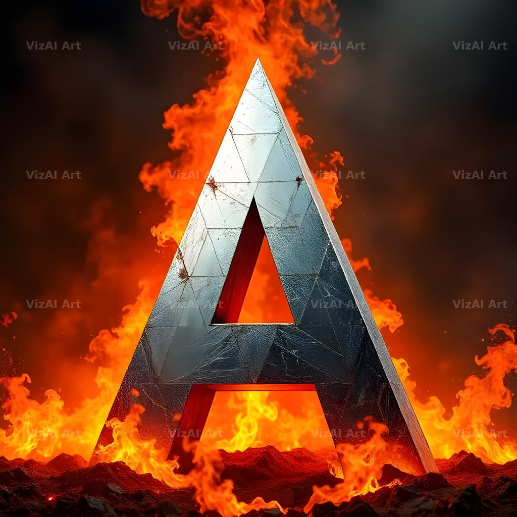 Silver Fire Forge alphabet letter A