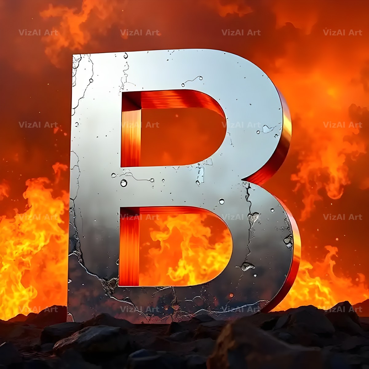 Silver Fire Forge alphabet letter B