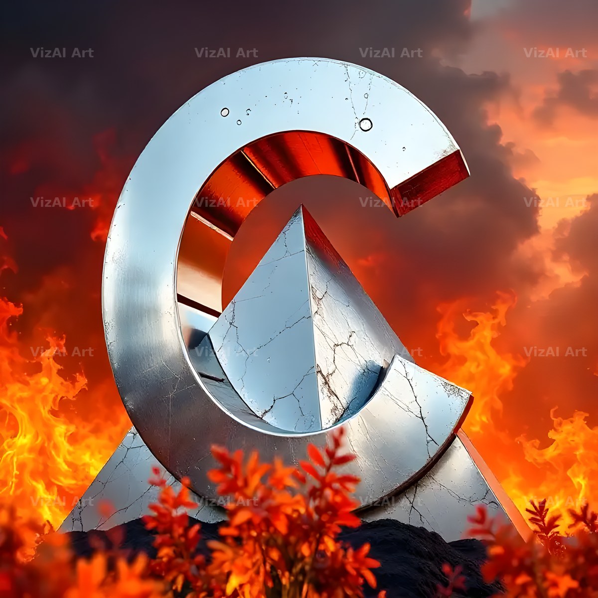 Silver Fire Forge alphabet letter C