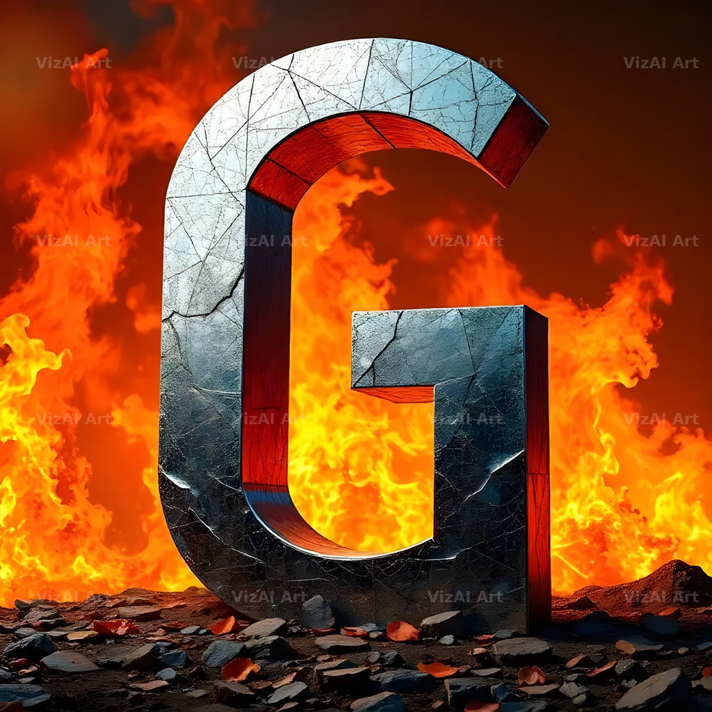 Silver Fire Forge alphabet letter G