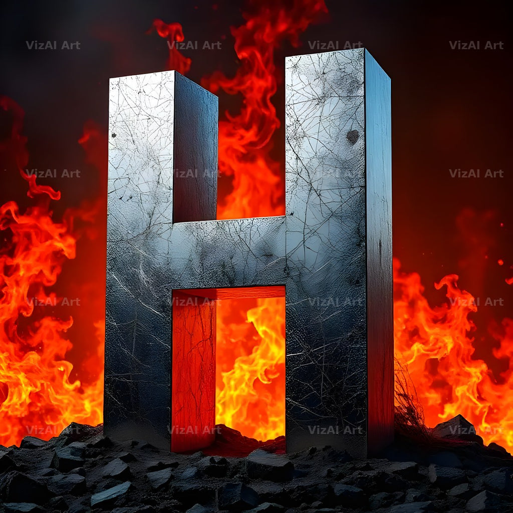 Silver Fire Forge alphabet letter H