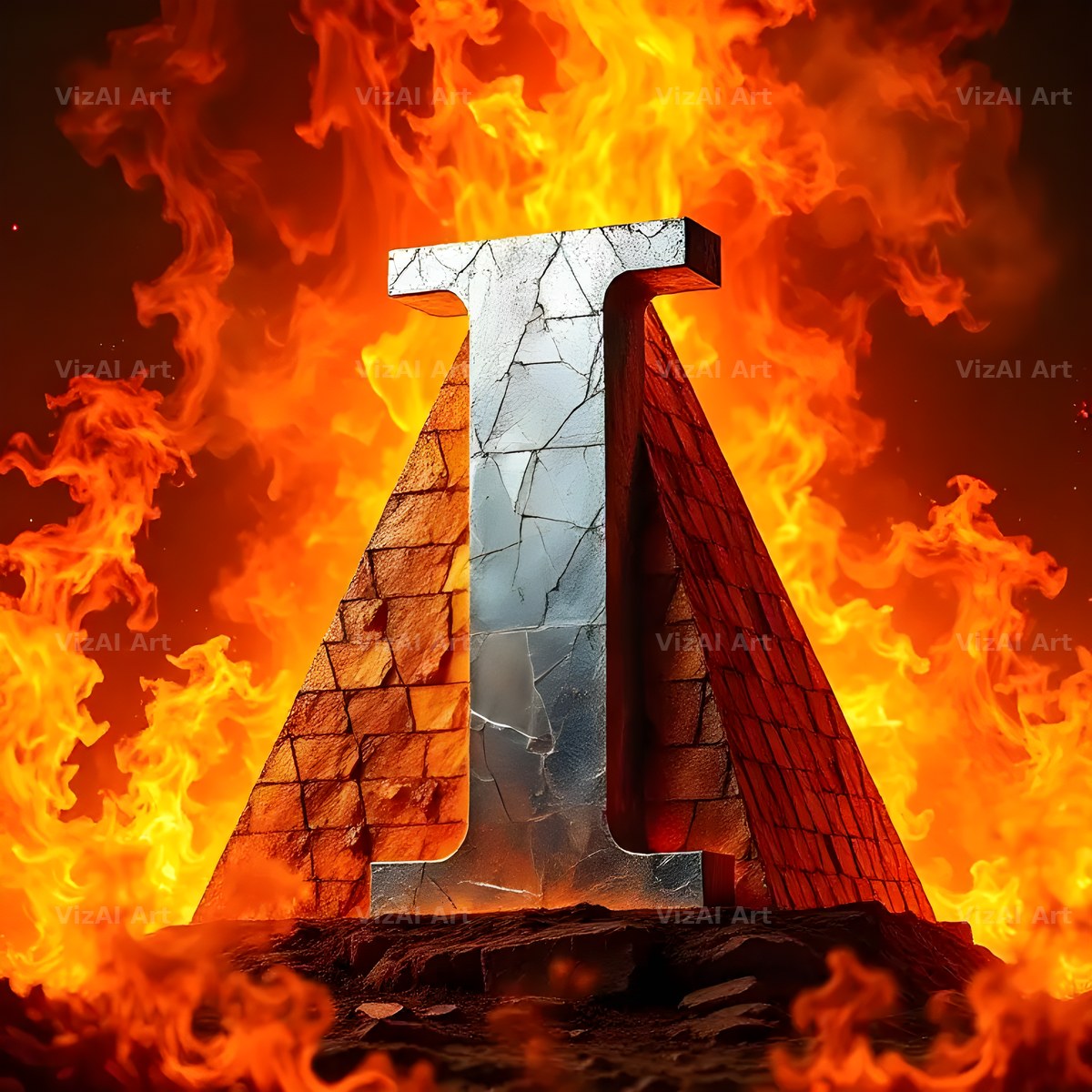 Silver Fire Forge alphabet letter I