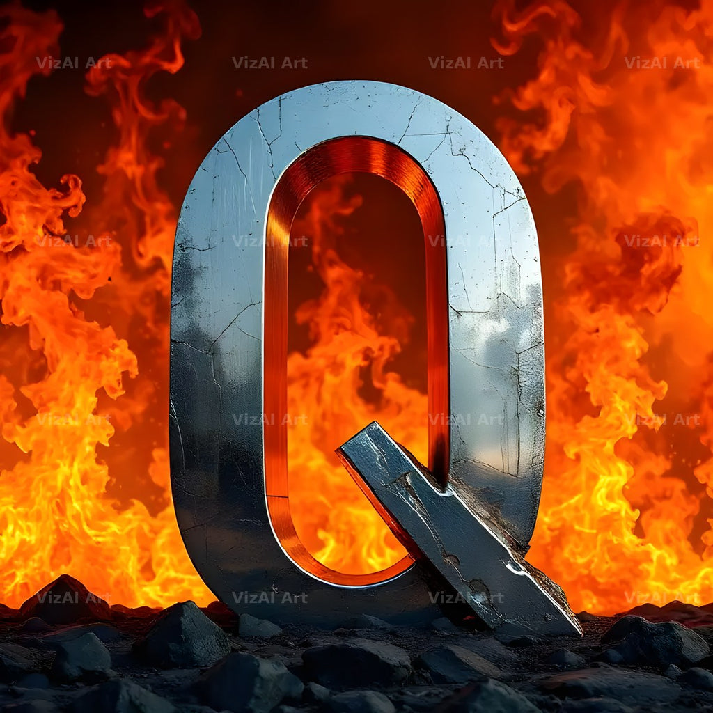 Silver Fire Forge alphabet letter Q