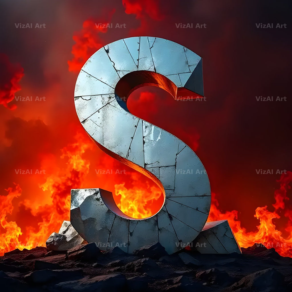 Silver Fire Forge alphabet letter S