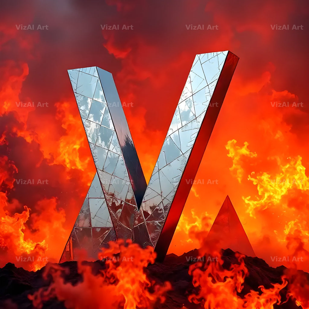 Silver Fire Forge alphabet letter V