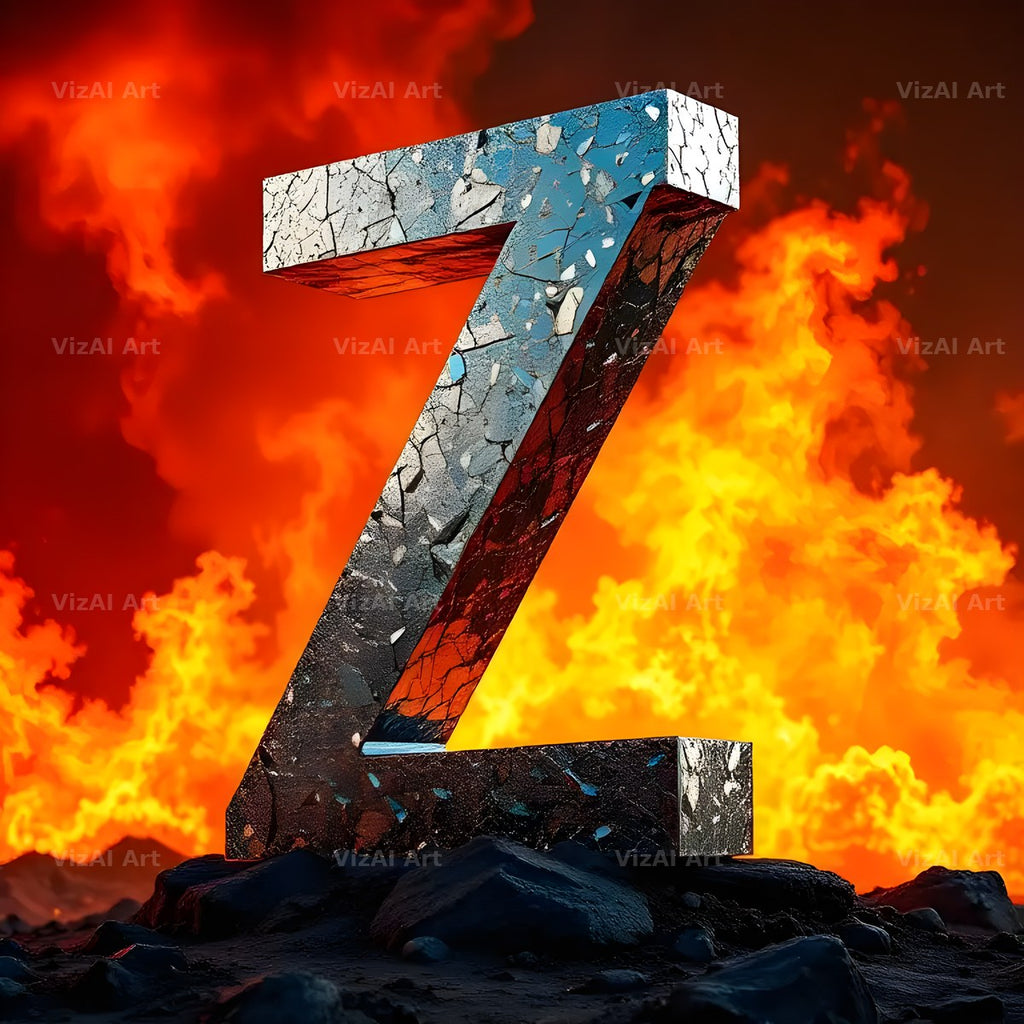 Silver Fire Forge alphabet letter Z