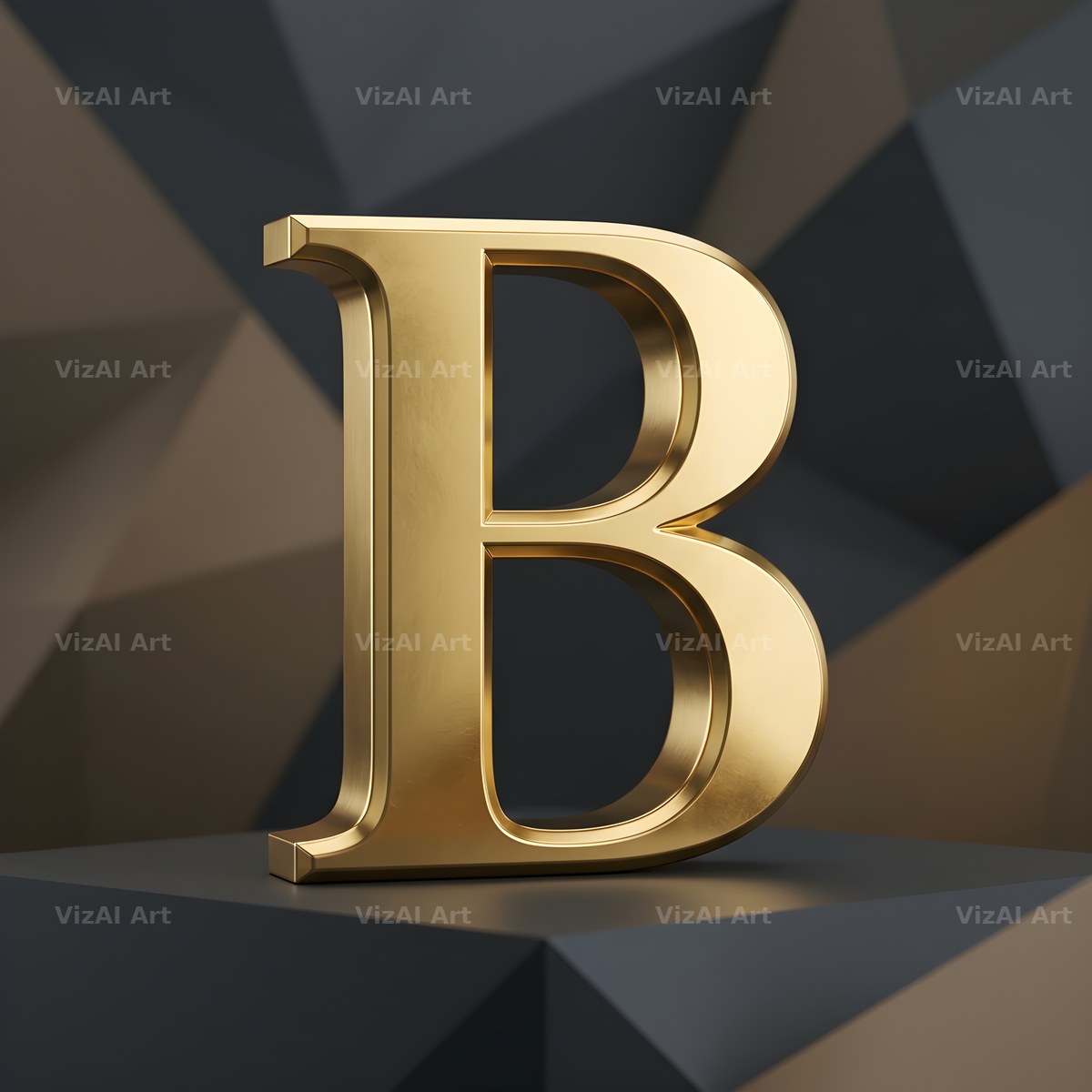 Solid Gold Facet alphabet letter B