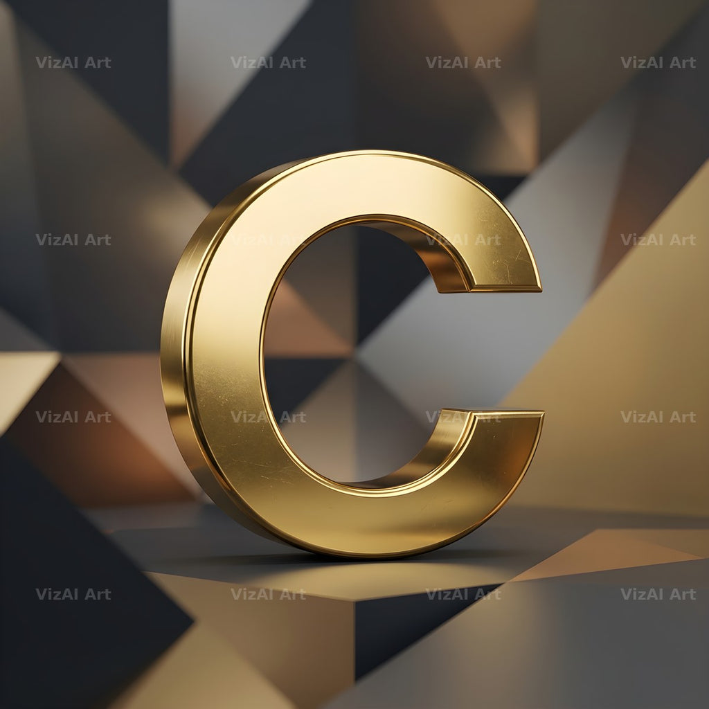 Solid Gold Facet alphabet letter C