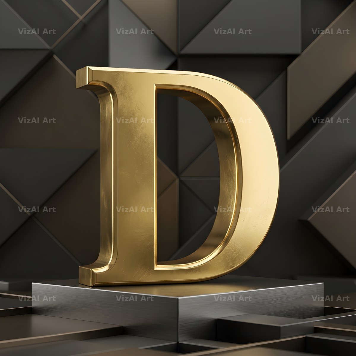 Solid Gold Facet alphabet letter D