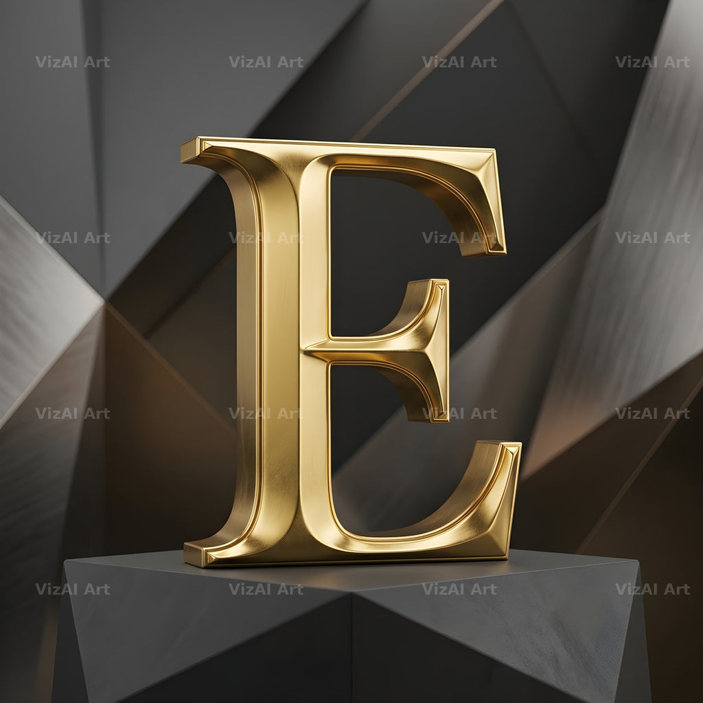 Solid Gold Facet alphabet letter E