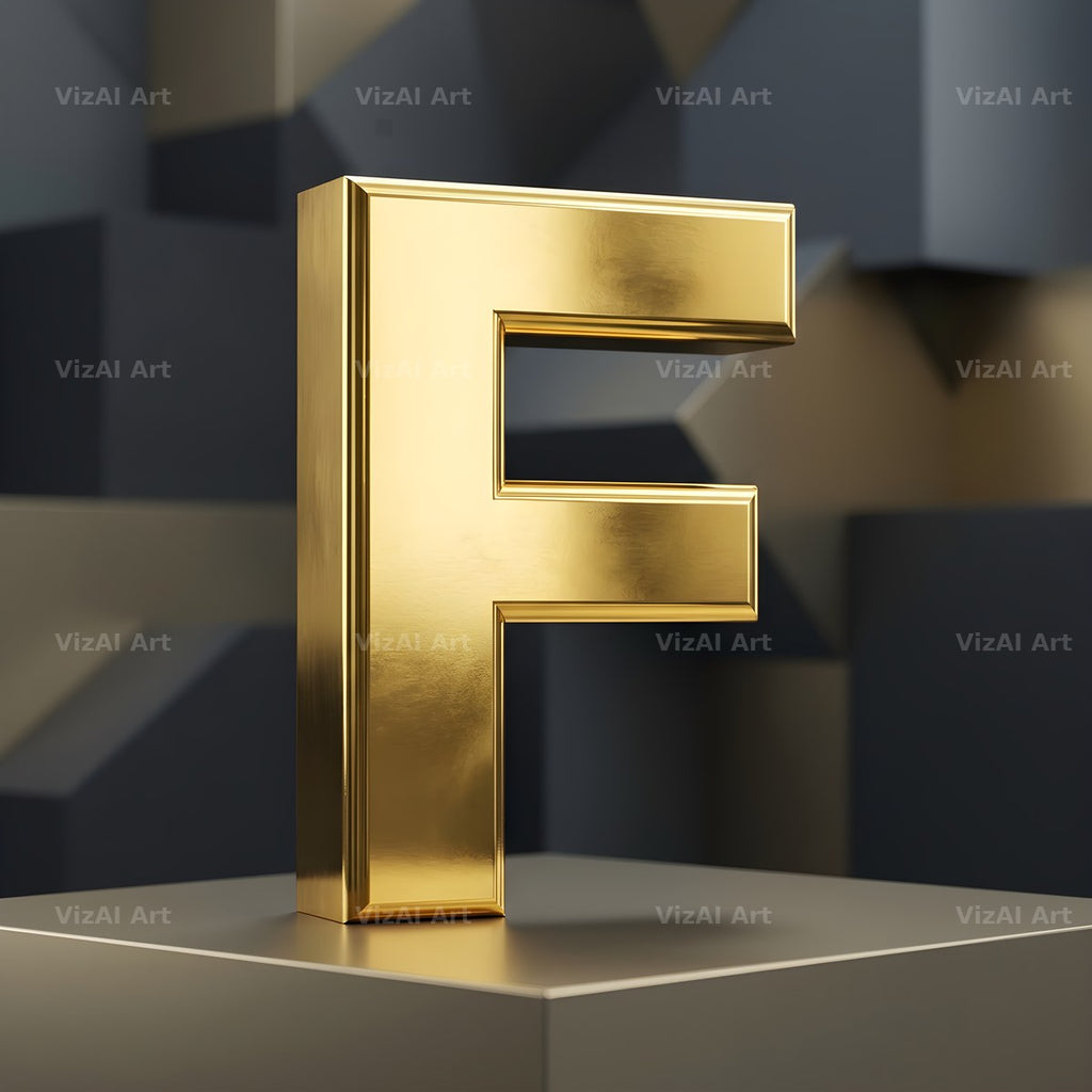 Solid Gold Facet alphabet letter F