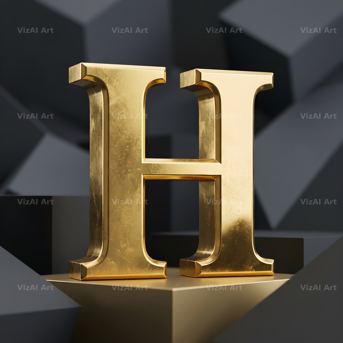 Solid Gold Facet alphabet letter H