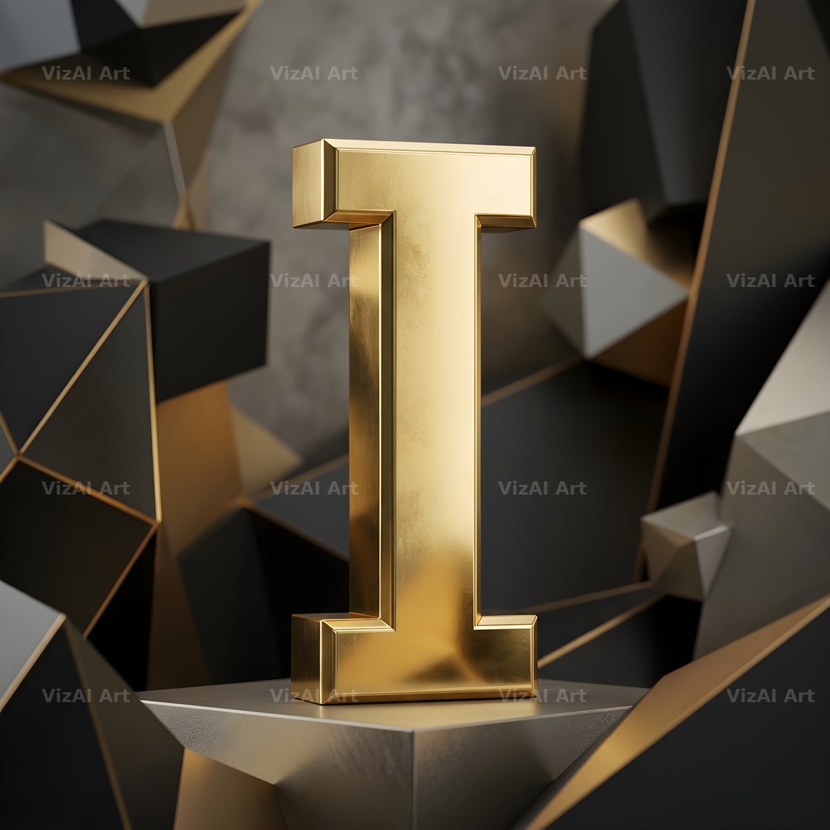 Solid Gold Facet alphabet letter I