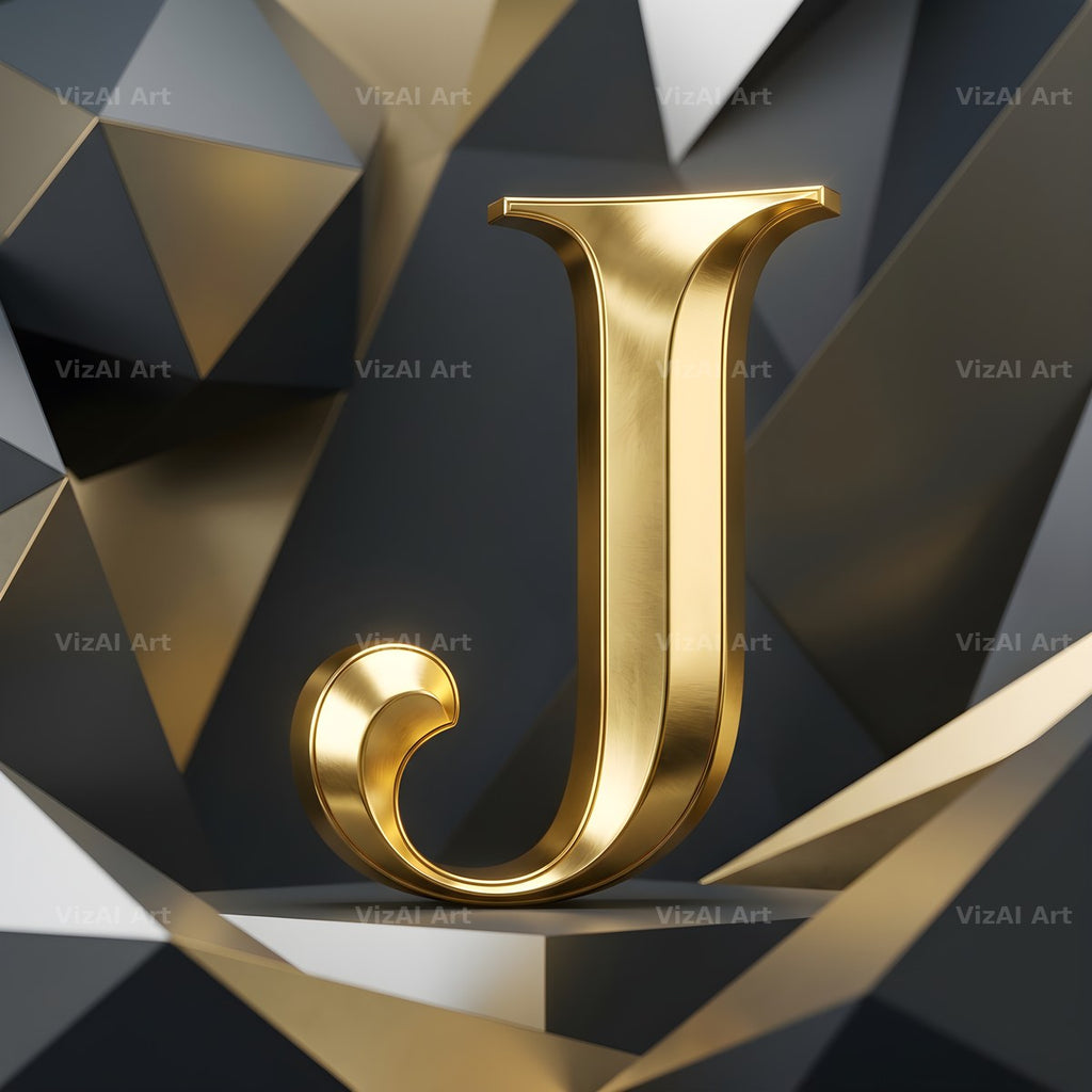 Solid Gold Facet alphabet letter J
