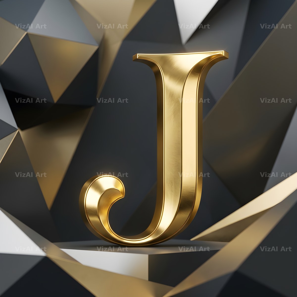 Solid Gold Facet alphabet letter J