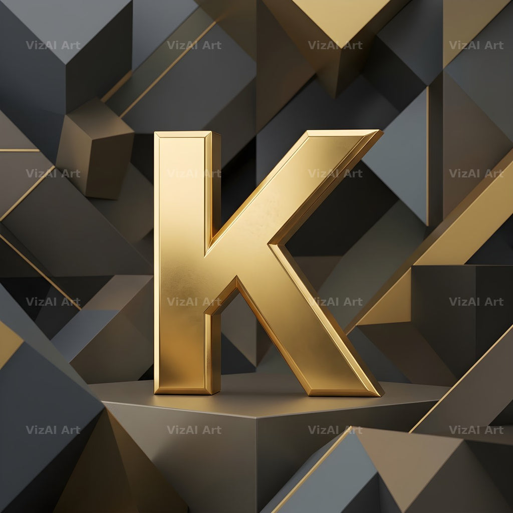 Solid Gold Facet alphabet letter K