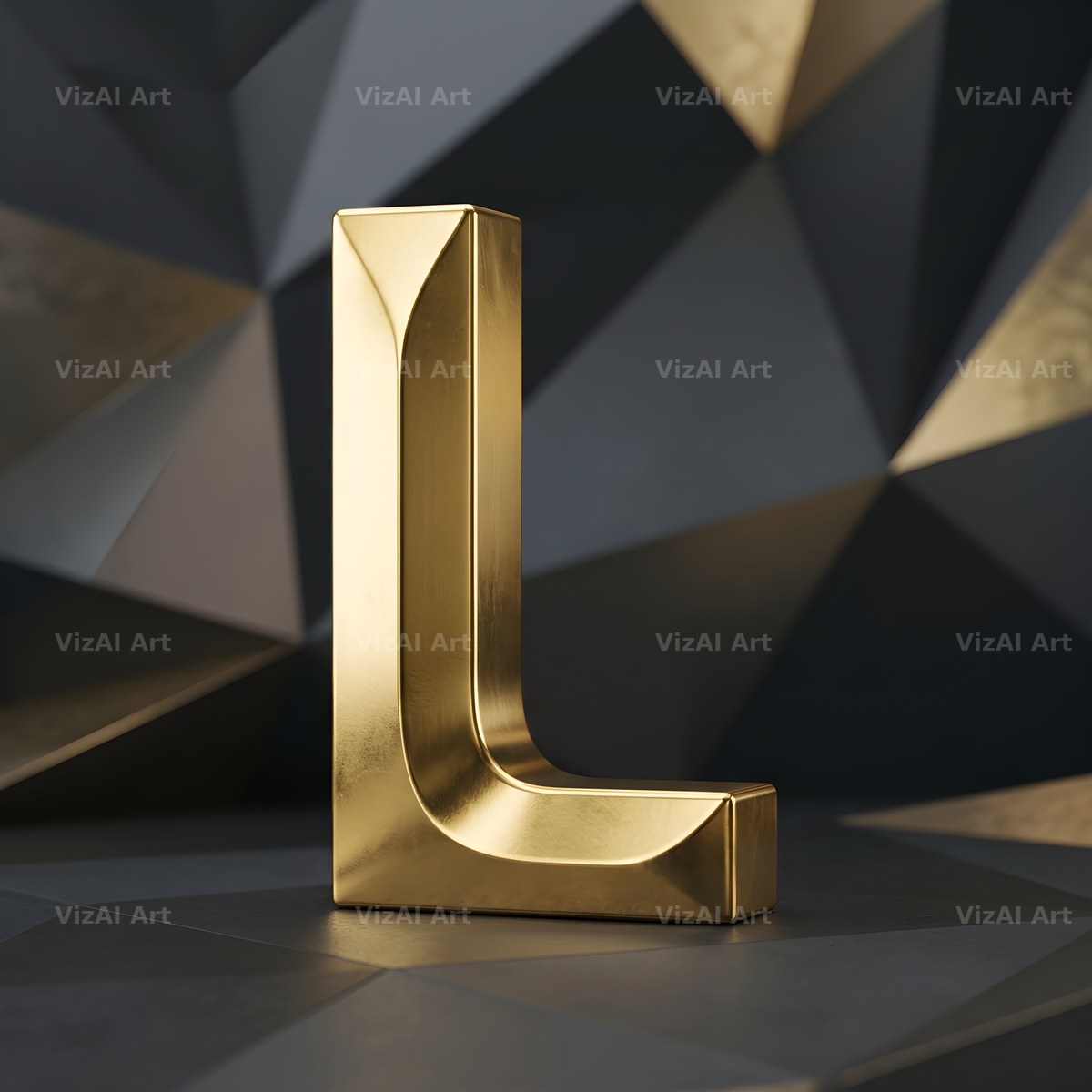 Solid Gold Facet alphabet letter L