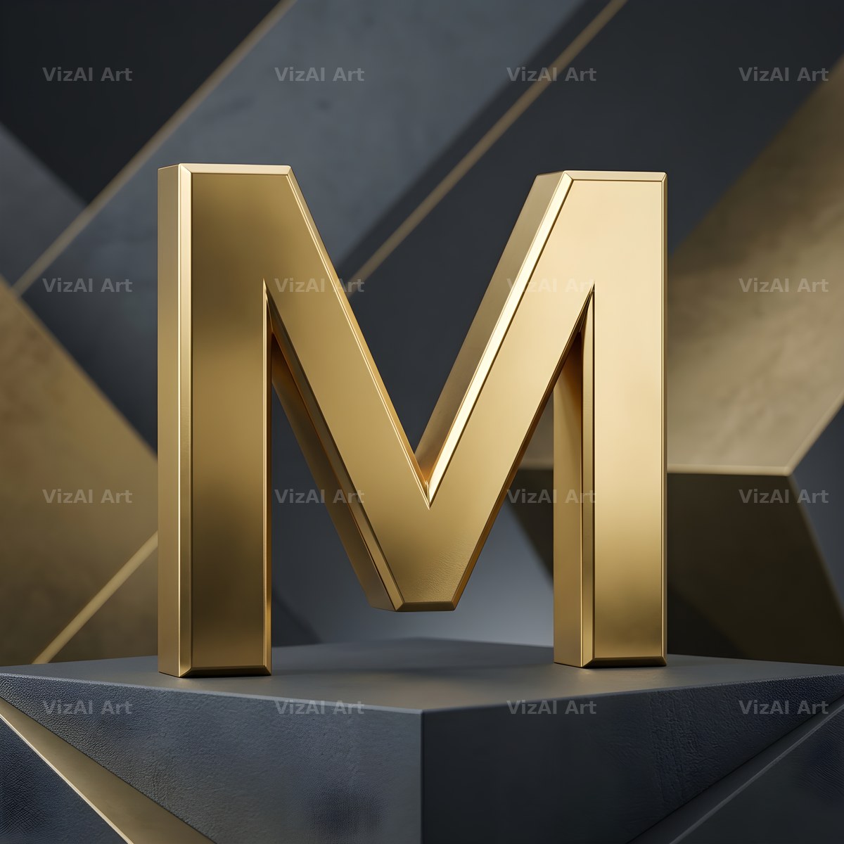 Solid Gold Facet alphabet letter M