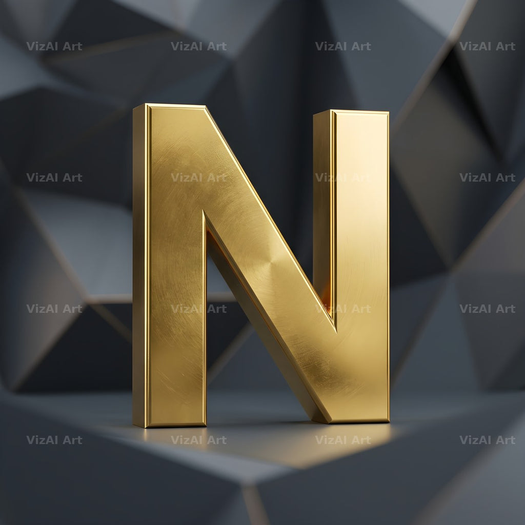 Solid Gold Facet alphabet letter N