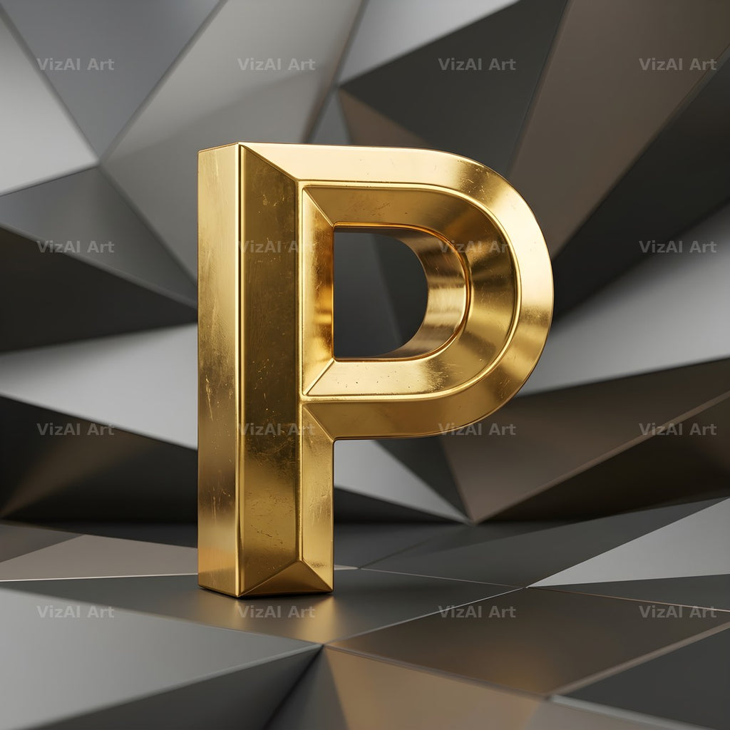 Solid Gold Facet alphabet letter P