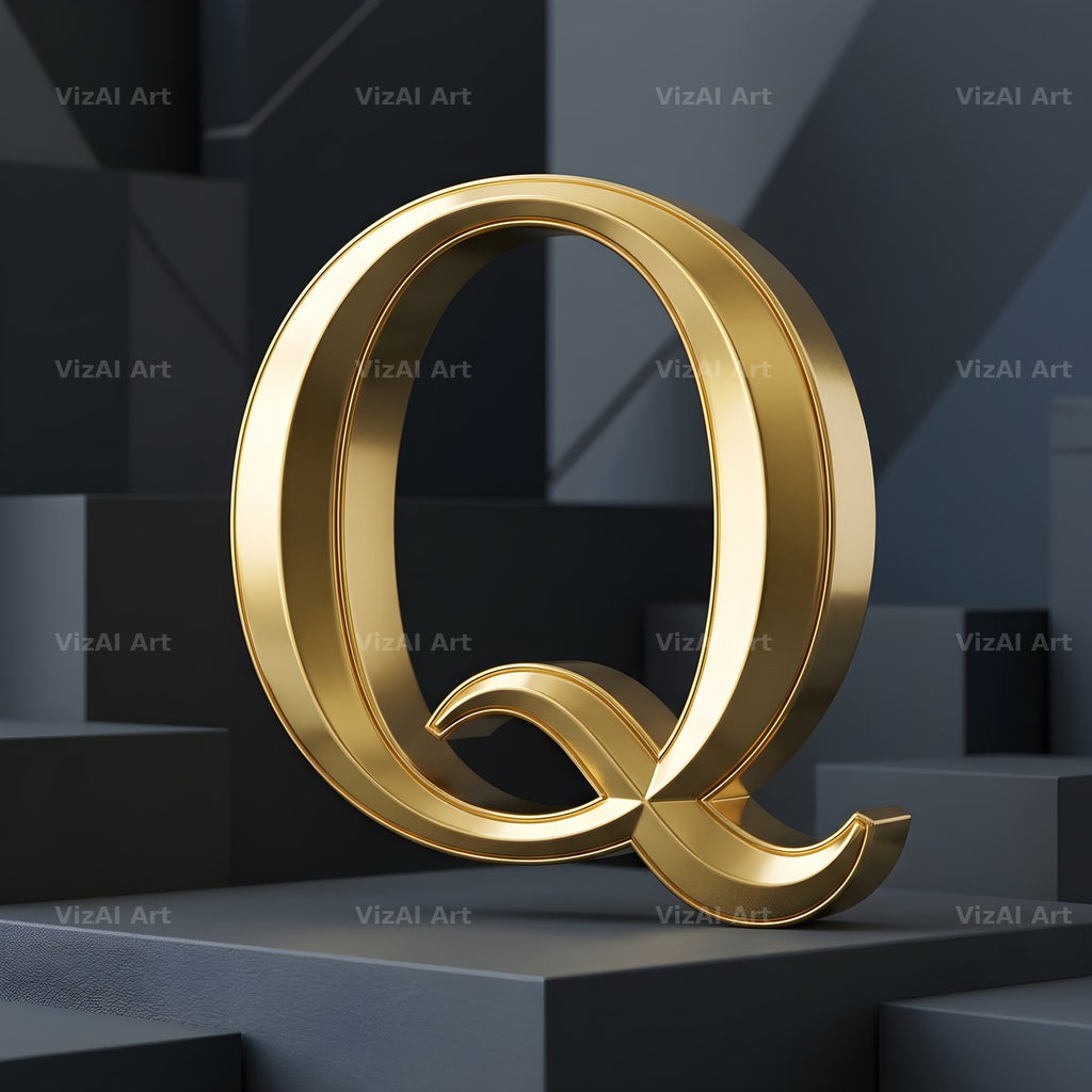 Solid Gold Facet alphabet letter Q