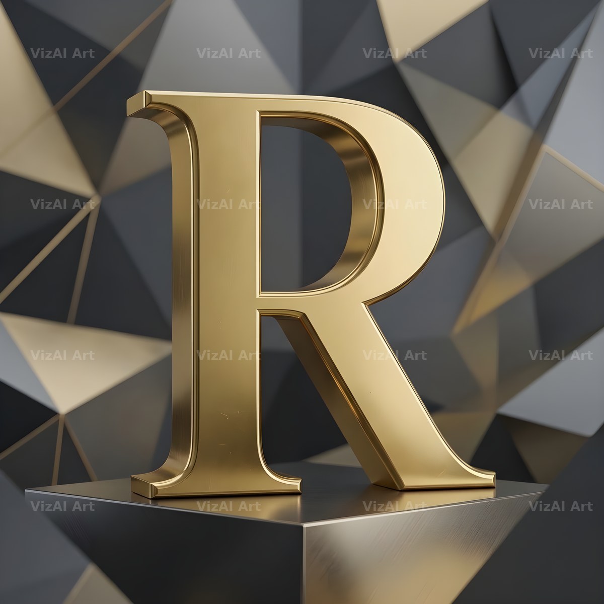 Solid Gold Facet alphabet letter R