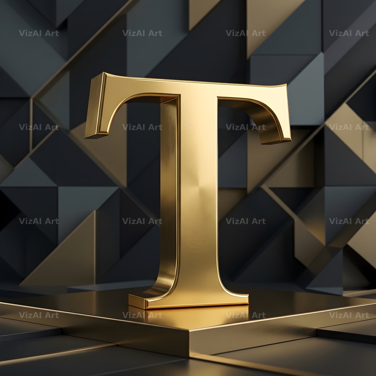 Solid Gold Facet alphabet letter T