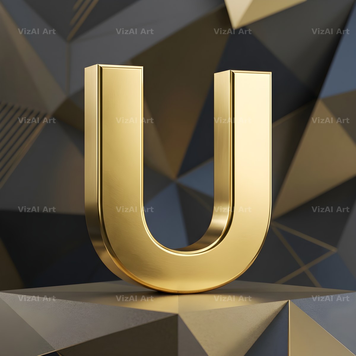 Solid Gold Facet alphabet letter U