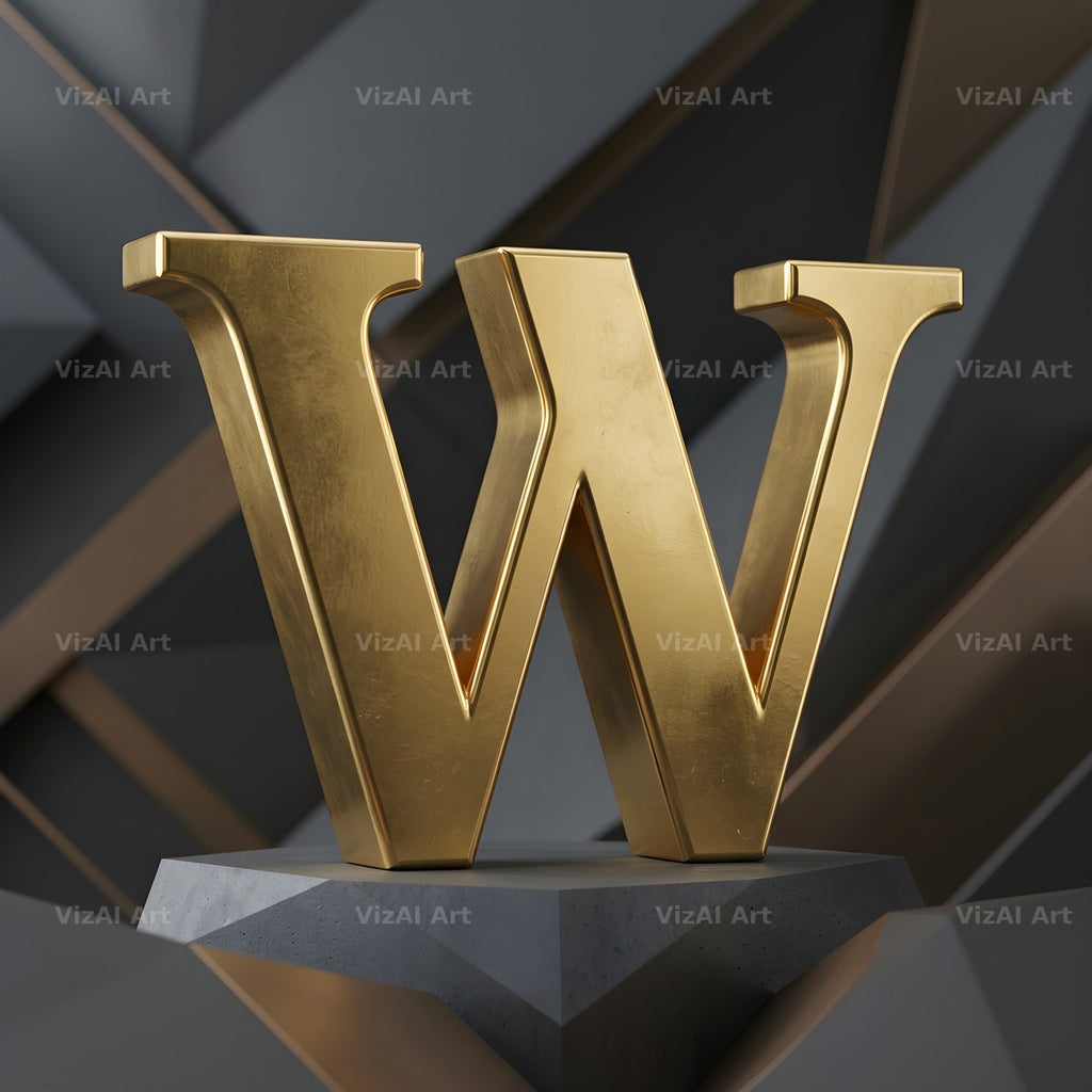 Solid Gold Facet alphabet letter W