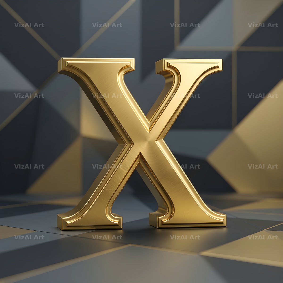 Solid Gold Facet alphabet letter X