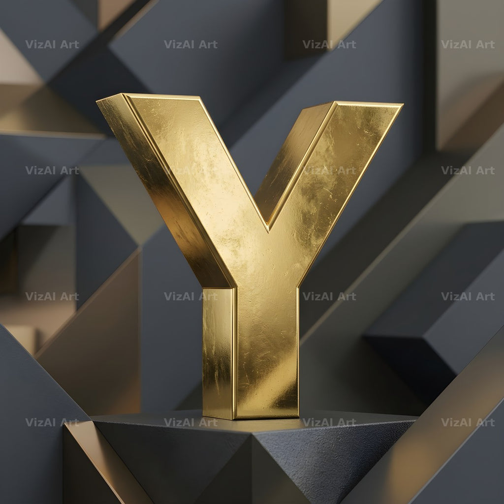 Solid Gold Facet alphabet letter Y