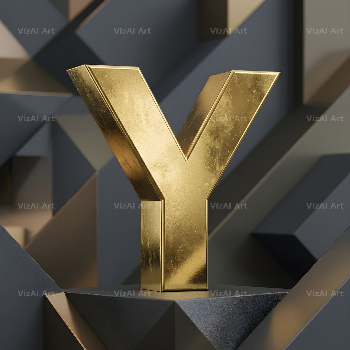 Solid Gold Facet alphabet letter Y