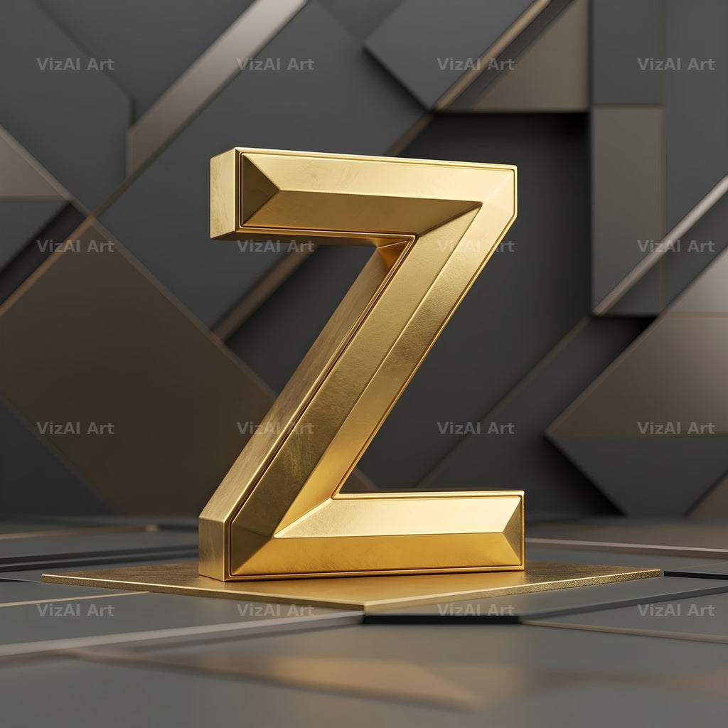 Solid Gold Facet alphabet letter Z