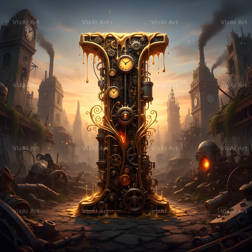Steampunk Brass City alphabet letter I