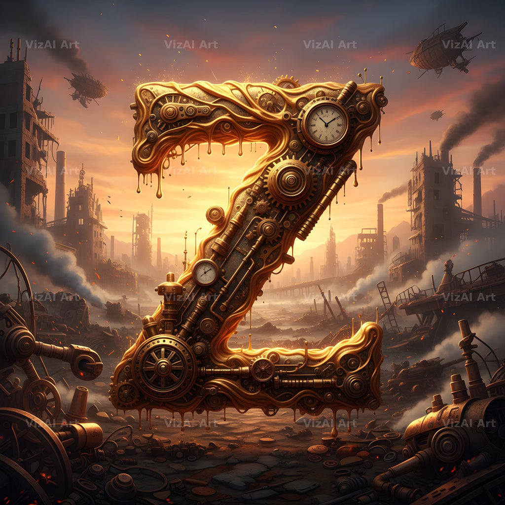 Steampunk Brass City alphabet letter Z