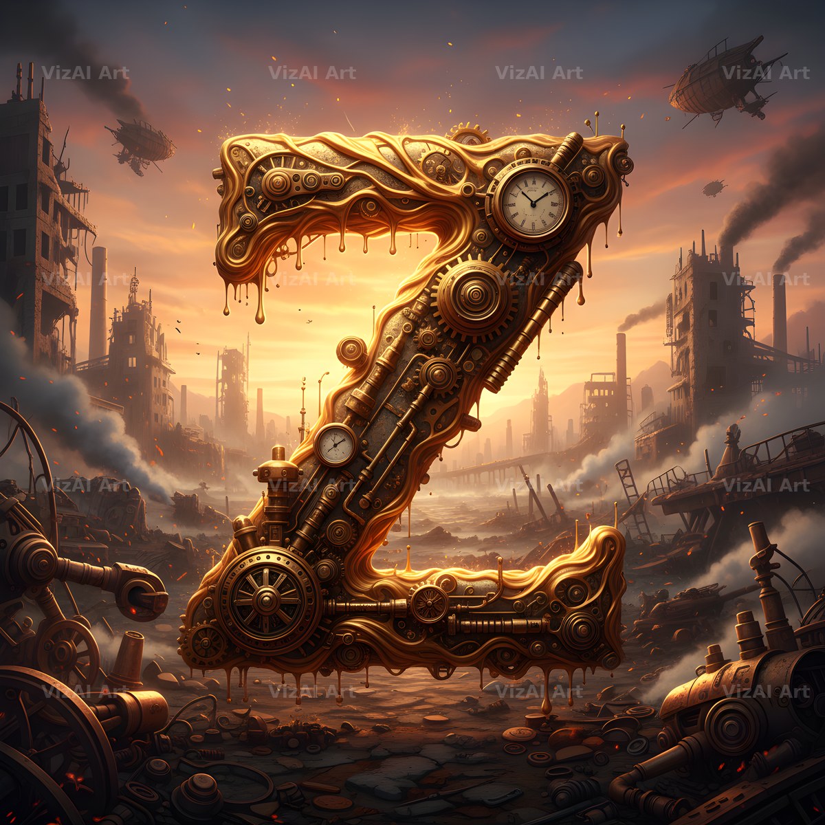 Steampunk Brass City alphabet letter Z