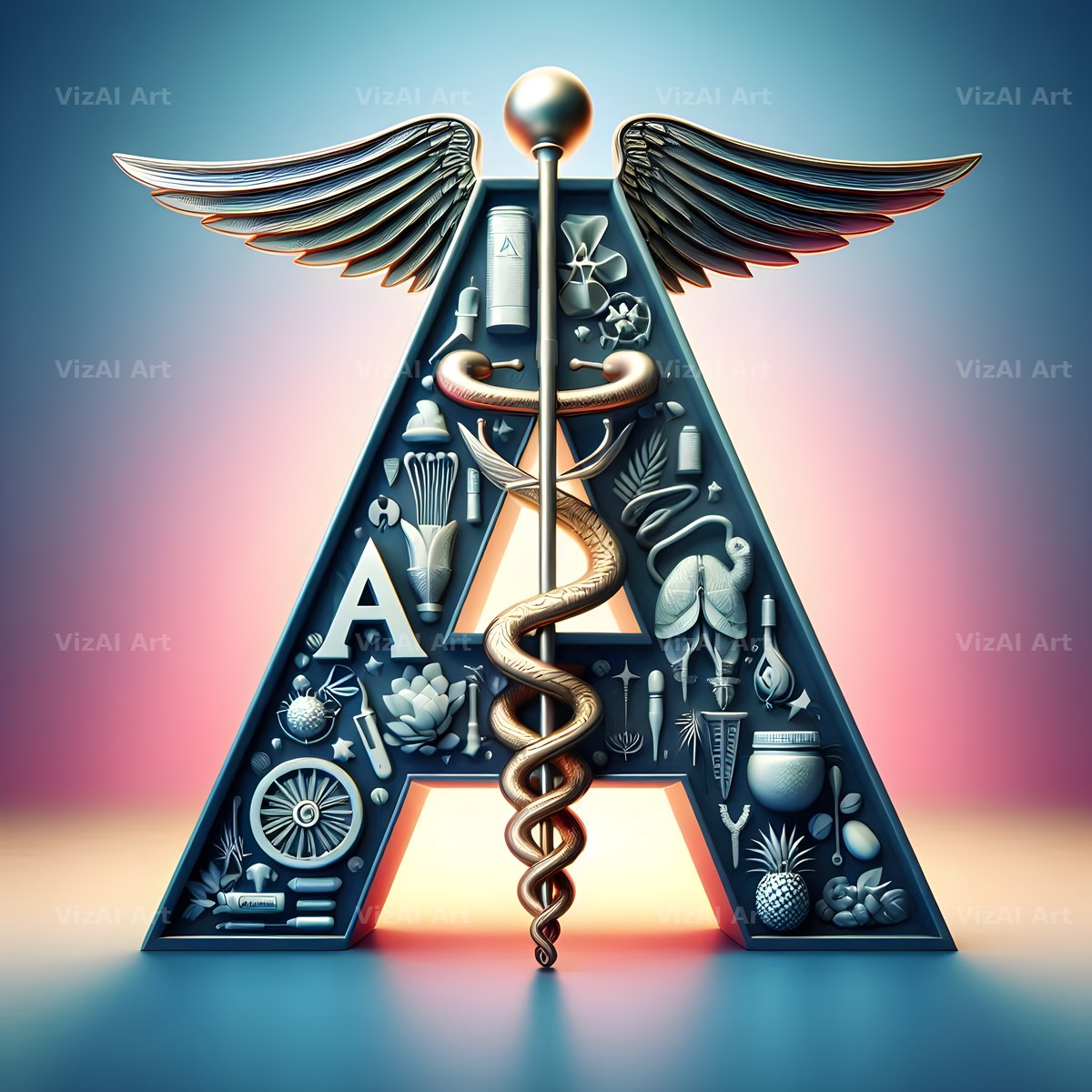 Caduceus Medical Emblem alphabet letter A