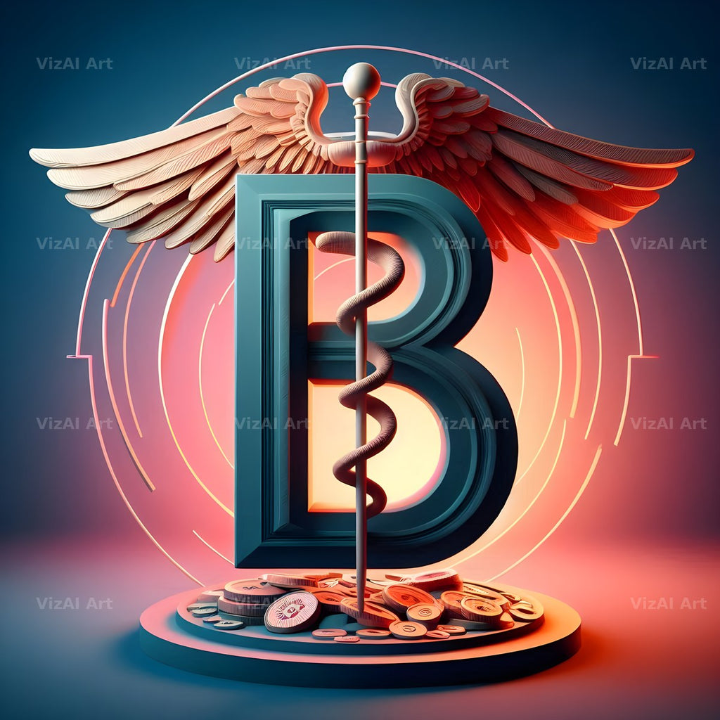 Caduceus Medical Emblem alphabet letter B
