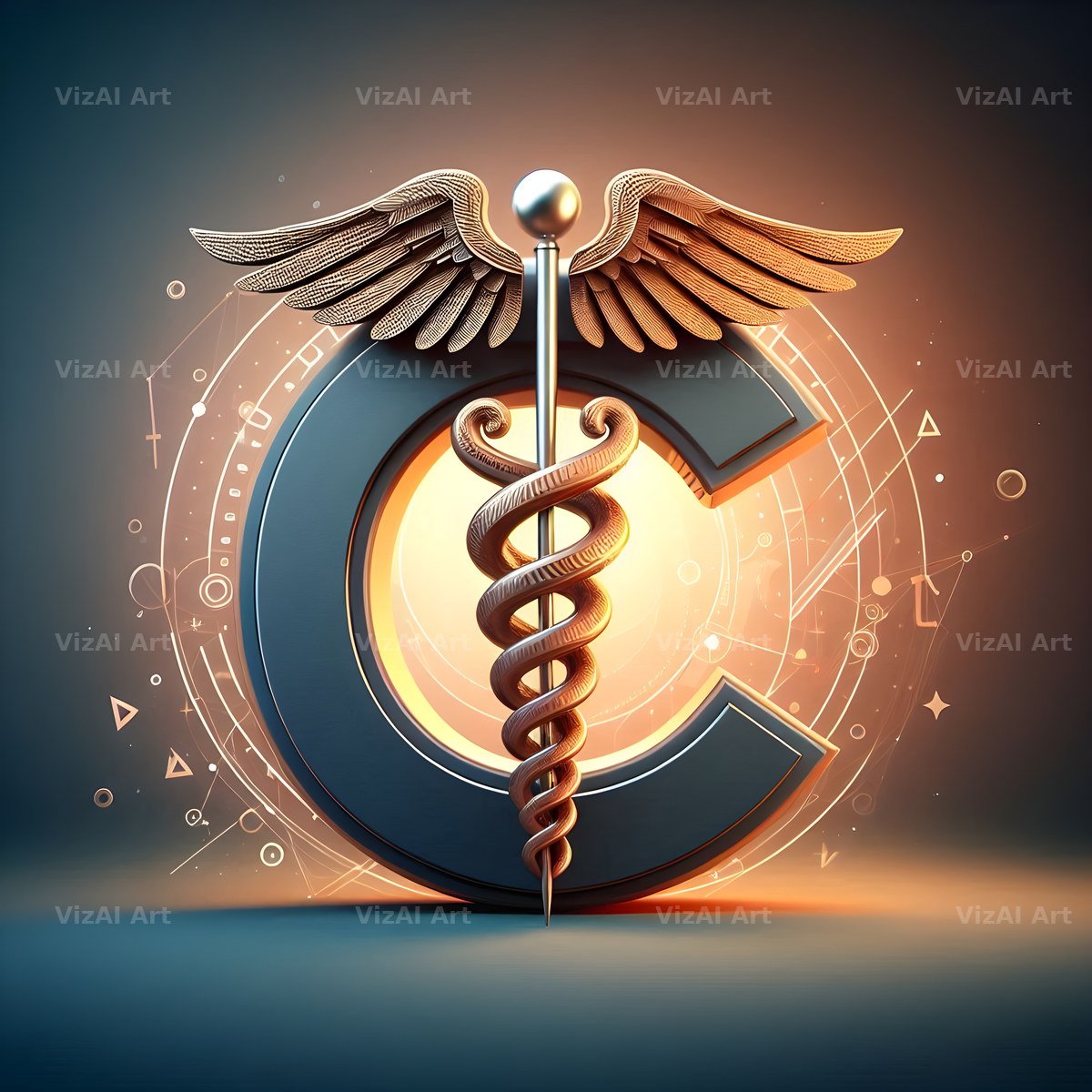 Caduceus Medical Emblem alphabet letter C