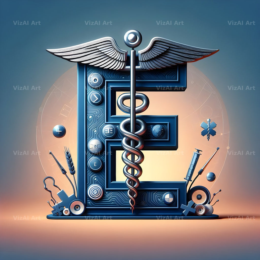Caduceus Medical Emblem alphabet letter E